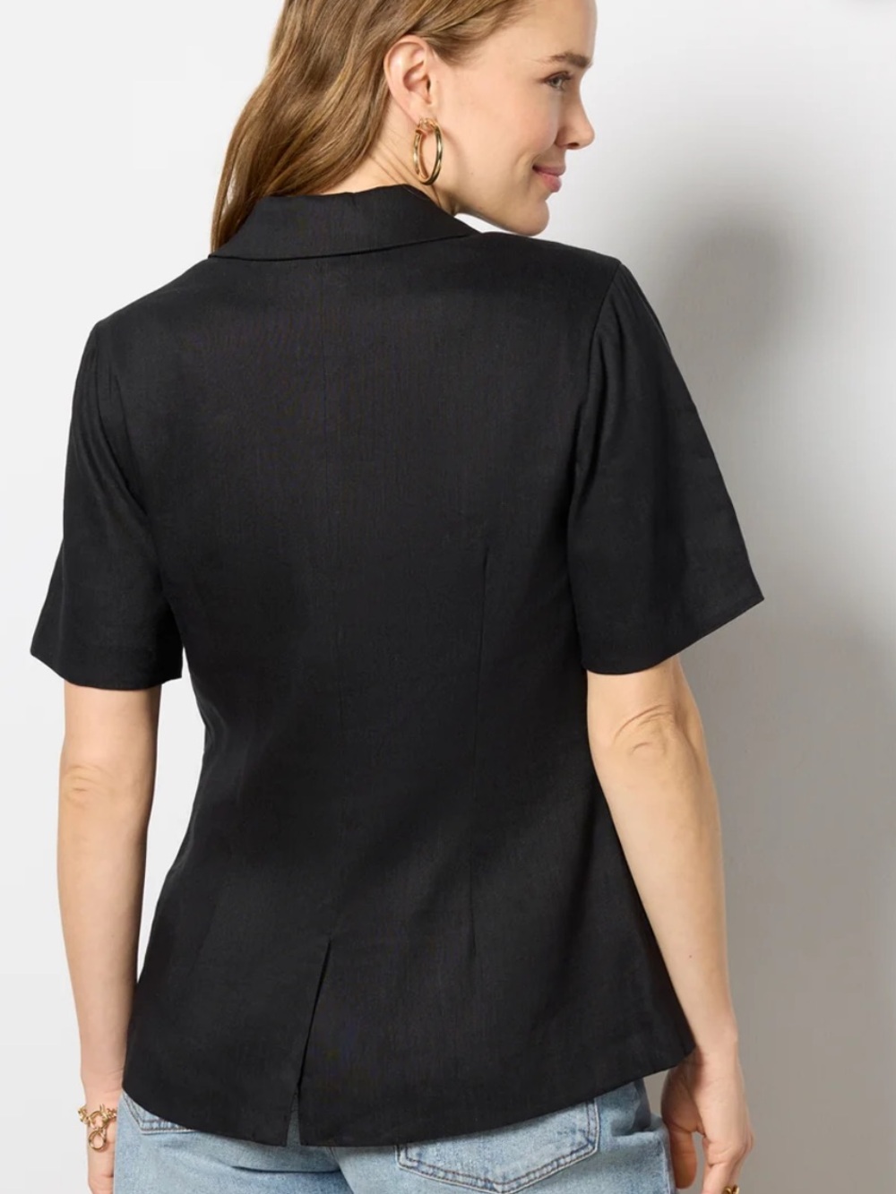 Evereve Women's Black Grayson Short Sleeve Blazer Size Large - Picture 2 of 8